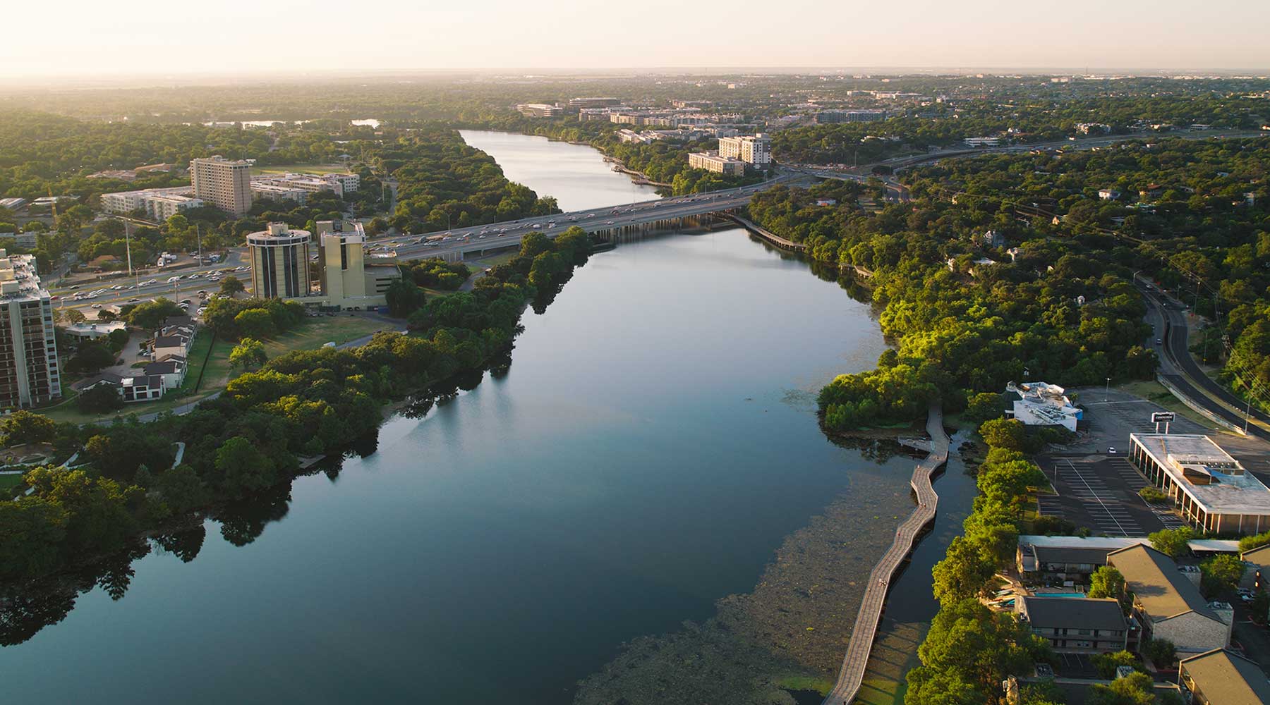 Drone showing service area for sprinkler repair in Austin, TX